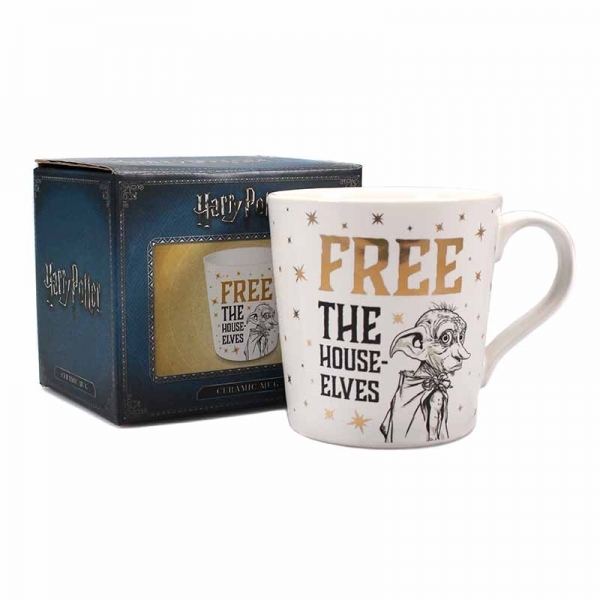 OFFICIAL HARRY POTTER DOBBY FREE  THE HOUSE ELVES COFFEE MUG CUP NEW IN GIFT BOX